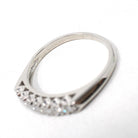 Vintage Diamond Band - Mid Century Platinum Natural .14 CTW Prong Wedding Ring - Circa 1950s Era Size 7 Paired Bridal Stacking Fine Jewelry