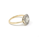 Antique Diamond Flower Ring - Edwardian Era 18k Yellow Gold Platinum 1.07 CTW Natural Gems - Circa 1910s Size 6.5 Two Tone Halo Fine Jewelry