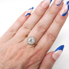 Antique Diamond Flower Ring - Edwardian Era 18k Yellow Gold Platinum 1.07 CTW Natural Gems - Circa 1910s Size 6.5 Two Tone Halo Fine Jewelry