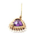 Vintage Heart Brooch - Mid Century 14k Yellow Gold Purple Amethyst & Seed Pearl Halo Pin - Circa 1940s February June Birthstone Fine Jewelry