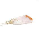 Carved Jadeite Pendant - Estate 14k Yellow Gold Orange & White Gemstone - Circa 2000s Fine Nature Inspired Leafy Branch Statement Jewelry