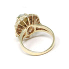 Chrysoberyl Halo Ring - Modern 14k Yellow Gold Green Cat's Eye Gem & Diamond Accents - Estate Circa 1990s Size 4 1/2 Fine Statement Jewelry