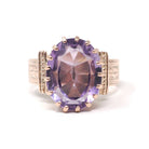 Victorian Amethyst Ring - Antique 10k Rosy Yellow Gold Purple 5.17 CT Gemstone - Late 1800s Era Size 6 3/4 February Birthstone Fine Jewelry