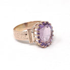 Victorian Amethyst Ring - Antique 10k Rosy Yellow Gold Purple 5.17 CT Gemstone - Late 1800s Era Size 6 3/4 February Birthstone Fine Jewelry