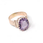 Victorian Amethyst Ring - Antique 10k Rosy Yellow Gold Purple 5.17 CT Gemstone - Late 1800s Era Size 6 3/4 February Birthstone Fine Jewelry