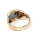 Vintage Hematite Ring - Mid Century 10k Yellow Gold Carved Intaglio Gray Warrior Gem - Circa 1940s Era Size 10 Diamond Accent Fine Jewelry