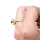Vintage Ballerina Halo Ring - Estate 18k Yellow Gold Natural Baguette Diamond Blue Sapphire Cluster - Modern 1980s Engagement Fine Jewelry