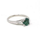 Vintage Emerald & Diamond Ring - Mid Century Platinum Natural Green Gemstone Engagement - Circa 1960s Era Size 7 1/4 Solitaire Fine Jewelry