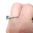 Vintage Emerald & Diamond Ring - Mid Century Platinum Natural Green Gemstone Engagement - Circa 1960s Era Size 7 1/4 Solitaire Fine Jewelry
