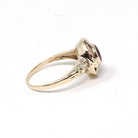 Vintage Created Ruby Ring - Mid Century 10k Yellow Rose Gold Round Target Statement Circa 1940s Size 5 1/2 Two Tone July Birthstone Jewelry