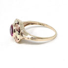 Vintage Created Ruby Ring - Mid Century 10k Yellow Rose Gold Round Target Statement Circa 1940s Size 5 1/2 Two Tone July Birthstone Jewelry
