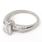Diamond Engagement Ring - Mid Century Era Platinum .47 CT Emerald Cut & Accents - Engraved Valentine's Day 1958 Fine Illusion Bridal Jewelry
