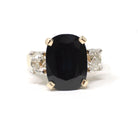 Sapphire & Diamond Ring - Estate 18k Yellow 14k White Gold Natural Blue Gem 1.18 CTW Old Mine Cut - Modern Circa 2000s Size 7 Fine Jewelry