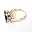 Sapphire & Diamond Ring - Estate 18k Yellow 14k White Gold Natural Blue Gem 1.18 CTW Old Mine Cut - Modern Circa 2000s Size 7 Fine Jewelry