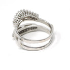 Vintage Diamond Ring Jacket - Estate Platinum Natural Baguette Cut Gemstones Halo Cluster - Modern Circa 1990s Size 7 Wedding Fine Jewelry