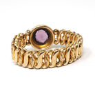 Vintage Expansion Bracelet - Mid Century Gold Filled Simulated Amethyst Purple Glass Stretch Link - Vintage 1940s Signed Carmen Fine Jewelry