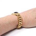 Vintage Expansion Bracelet - Mid Century Gold Filled Simulated Amethyst Purple Glass Stretch Link - Vintage 1940s Signed Carmen Fine Jewelry