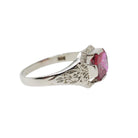 Art Deco "1926" Ring - Antique 14k White Gold Created Ruby Gemstone - Vintage Circa 1920s Size 6 3/4 July Birthstone Flowers Fine Jewelry