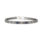 Art Deco Bracelet - Vintage 14k White Gold Filigree Created Blue Sapphires - Circa 1930s Wedding Filigree Panel Die Struck Fine 30s Jewelry
