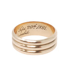 Victorian Cigar Band - Antique 14k Yellow Gold Triple Ring Wide Men's Unisex - Dated 1881 Size 10 Wedding Engraved Fine Statement Jewelry