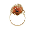 Vintage Cameo Habillé Ring - Mid Century 14k Yellow Gold Natural Diamond - Circa 1960s Era Size 6 Carved Shell Woman's Portrait Fine Jewelry