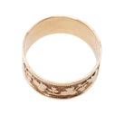 Antique Cigar Band - Edwardian 10k Rosy Yellow Gold Nature Clover Designs Wide Ring - Vintage Circa 1900s Era Size 8 1/4 Unisex Fine Jewelry