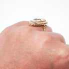 Vintage Cameo Habillé Ring - Mid Century 14k Yellow Gold Natural Diamond - Circa 1960s Era Size 6 Carved Shell Woman's Portrait Fine Jewelry