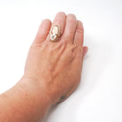 Vintage Cameo Habillé Ring - Mid Century 14k Yellow Gold Natural Diamond - Circa 1960s Era Size 6 Carved Shell Woman's Portrait Fine Jewelry