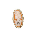 Vintage Cameo Habillé Ring - Mid Century 14k Yellow Gold Natural Diamond - Circa 1960s Era Size 6 Carved Shell Woman's Portrait Fine Jewelry