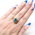 Reversible Flip Ring - Estate 14k Yellow Gold Natural Diamond Green Topaz Double Sided Statement - Circa 2000's Size 7 Cluster Fine Jewelry