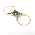 Reversible Flip Ring - Estate 14k Yellow Gold Natural Diamond Green Topaz Double Sided Statement - Circa 2000's Size 7 Cluster Fine Jewelry