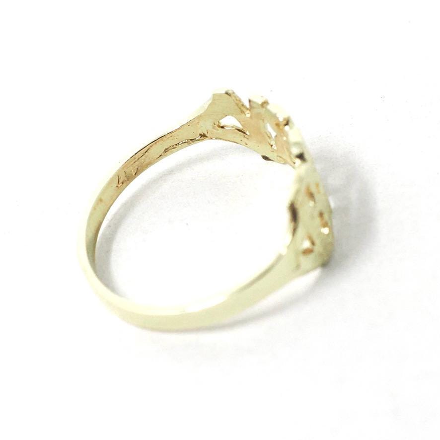 Vintage "Baby" Ring - Estate 10k Yellow Gold Textured Pet Name Band - Circa 1990s Era Size 1.5 Petite Dainty Stylish Newborn Fine Jewelry