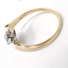 Vintage Bypass Ring - Mid Century 14k Yellow & White Gold Natural Emerald .42 CTW Diamonds - Circa 1950s Size 9 May Birthstone Fine Jewelry