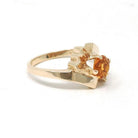 Vintage Citrine Ring - Retro 14k Yellow Gold Round Orange .59 CT Gemstone - Circa 1960s Era Size 6.5 November Birthstone Bypass Fine Jewelry