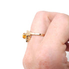 Vintage Citrine Ring - Retro 14k Yellow Gold Round Orange .59 CT Gemstone - Circa 1960s Era Size 6.5 November Birthstone Bypass Fine Jewelry