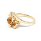 Vintage Citrine Ring - Retro 14k Yellow Gold Round Orange .59 CT Gemstone - Circa 1960s Era Size 6.5 November Birthstone Bypass Fine Jewelry