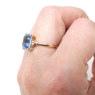 Simulated Aquamarine Ring - Mid Century 10k Yellow Gold Blue Glass Stone - Circa 1940s Era Size 6 Solitaire Statement Cocktail Fine Jewelry
