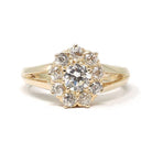 Antique Diamond Halo Ring - Edwardian Era Natural 1.21 CTW Old European Cut Gemstone Cluster - Vintage Size 7 1/4 Fine Engagement Jewelry