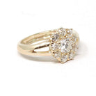 Antique Diamond Halo Ring - Edwardian Era Natural 1.21 CTW Old European Cut Gemstone Cluster - Vintage Size 7 1/4 Fine Engagement Jewelry