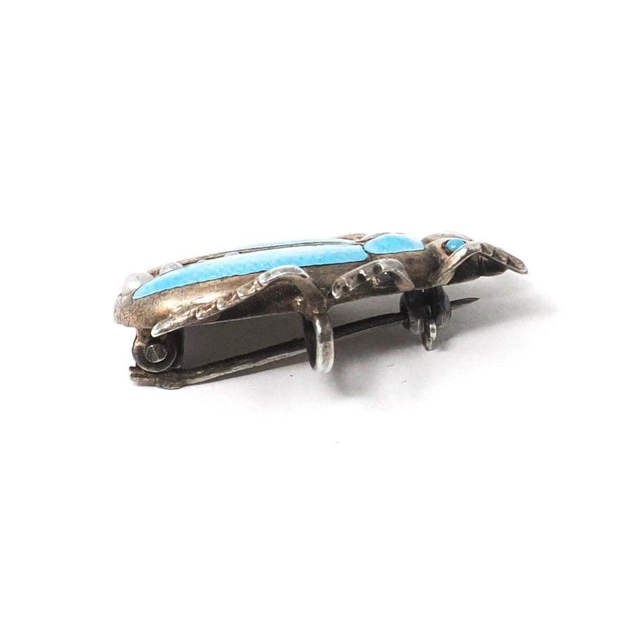 Antique Beetle Brooch - Art Deco Era Sterling Silver Turquoise Blue Guilloche Enamel Bug Pin - Circa 1920s Egyptian Revival Fashion Jewelry