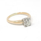 Vintage Diamond Ring - Mid Century 14k Yellow Gold Platinum Natural Gem Solitaire Engagement - Circa 1950s Era Size 4 Fine Bridal Jewelry