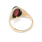 Antique Garnet Ring - Edwardian 10k Yellow Gold Red Oval Cabochon Gem - Circa 1910s Era Size 5 January Birthstone Fine Statement Jewelry