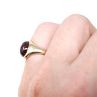 Antique Garnet Ring - Edwardian 10k Yellow Gold Red Oval Cabochon Gem - Circa 1910s Era Size 5 January Birthstone Fine Statement Jewelry