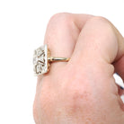 Vintage Shield Ring - Mid Century 14K Yellow & White Gold Natural .12 CT Diamond - Circa 1950s Era Size 6 3/4 Illusion Style Fine Jewelry