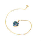 Opal Mosaic Necklace - Modern 14k Yellow Gold Blue Gemstone Pendant Charm - Estate Opal Doublet Statement October Birthstone Fine Jewelry