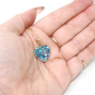 Opal Mosaic Necklace - Modern 14k Yellow Gold Blue Gemstone Pendant Charm - Estate Opal Doublet Statement October Birthstone Fine Jewelry