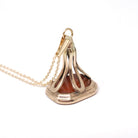 Antique Edmond Halley Fob - Victorian 10k Yellow Gold Carved Sard Pendant Necklace - Circa 1830s Vintage Celestial Comet Jewelry