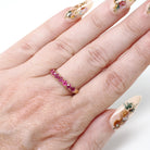 Modern Ruby Band - Estate 14k Yellow Gold Round Faceted Gems Stacking Ring - Vintage Circa 1990's Era Size 7 3/4 July Birthstone Jewelry