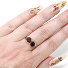 Toi Et Moi Ring - Vintage 10k Rosy Yellow Gold Red Garnet Gems Bypass - Retro Circa 1940s Era Size 5 1/2 January Birthstone Fine Jewelry
