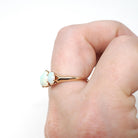 Antique Opal Ring - Edwardian 10k Rosy Yellow Gold Natural Three Cabochon Cut Stones - Circa 1900s Era Size 5 3/4 Fine Statement Jewelry